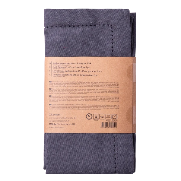 Cloth Napkin 45 x 45 cm Steel Grey, 2 pcs — BASIC Ambiente