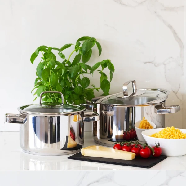 Cooking Pot with Glass Lid 24 x 13.5 cm — Sirius TITAN 3ply Lunasol Pans mirror