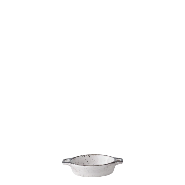 Bowl oval with handles 7,9 x 7 cm H: 2,3 cm — Gaya Atelier light grey speckled