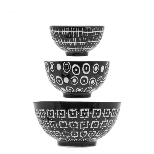 Müsli miska Set 3 ks — BASIC Dots černý Lunasol