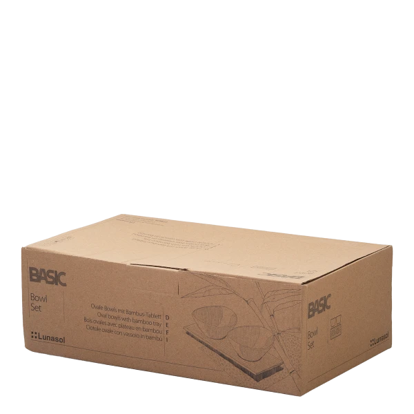 Miska oválná s bambusovou deskou, set 3 ks — BASIC Bamboo Lunasol