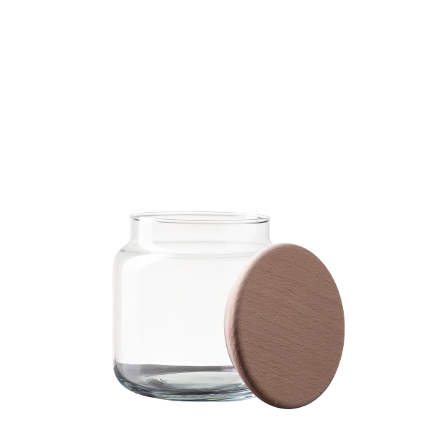 Storage jar with Wooden Lid 0.60 lt — Basic Kitchen