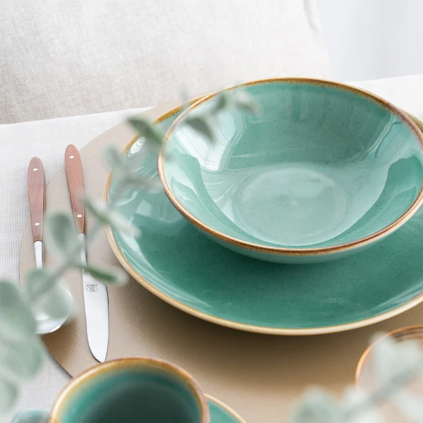 Flat Plate 28 cm — Gaya Sand turquoise Lunasol
