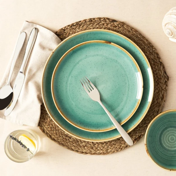 Flat Plate 28 cm — Gaya Sand turquoise Lunasol