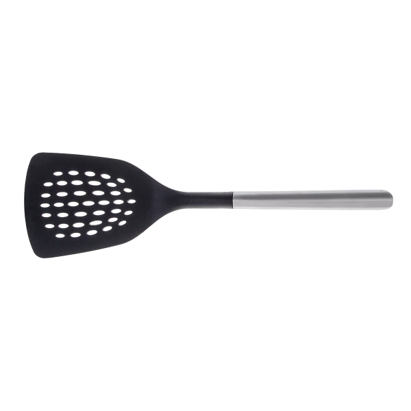 Drážkovaná obracečka Nylon s rukojetí z nerezavějící oceli 34 cm — Lunasol