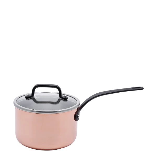 Saucepan ø 16 cm H: 10 cm with glass lid — Sirius Gaya Copper