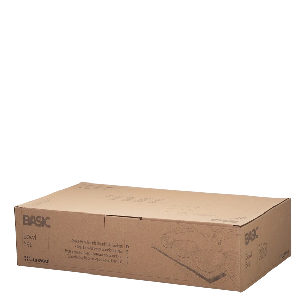 Miska oválná s bambusovou deskou, set 4 ks — BASIC Bamboo Lunasol