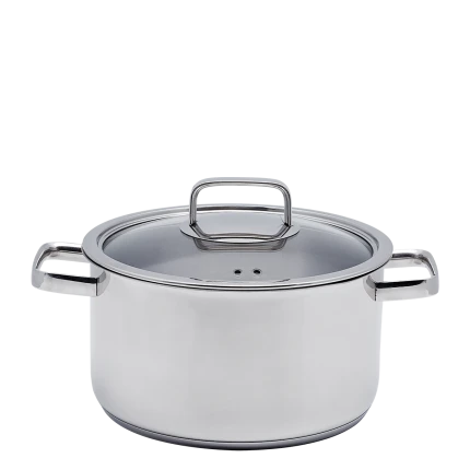 Cooking Pot with Glass Lid 24 x 13.5 cm — Sirius TITAN 3ply Lunasol Pans mirror