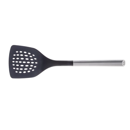 Drážkovaná obracečka Nylon s rukojetí z nerezavějící oceli 34 cm — Lunasol