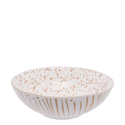 Miska na cereálie 17.5 cm, vnútro bodkované — BASIC bílý s champagne pruhy