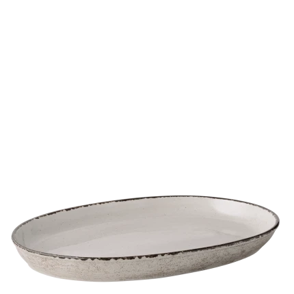 Auflaufform oval 45 x 30 x 4.5 cm - Gaya Atelier light grey speckled