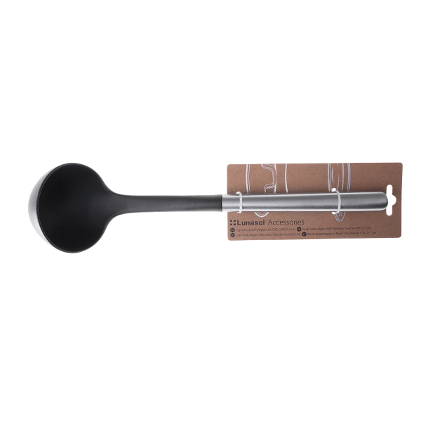 Polievková lyžica Nylon s rúčkou z nehrdzavejúcej ocele 32.5 cm — Lunasol
