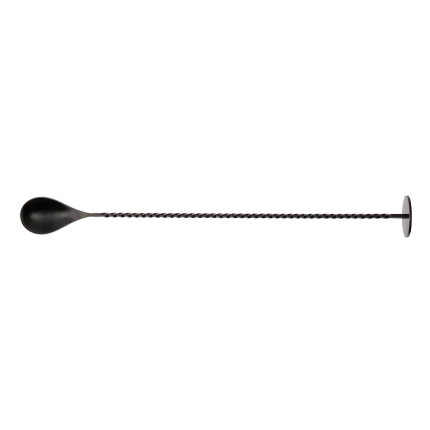 Barová lžíce na míchání PVD černý 28 cm na na závěsné kartě — Basic Bar