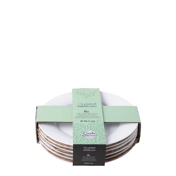 Teller flach Fahne Deco 20.5 cm, 6-tlg. - UNIVERS weiss