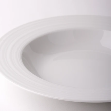 Deep plate with Deco rim 22 cm set of 6 pcs — UNIVERS white