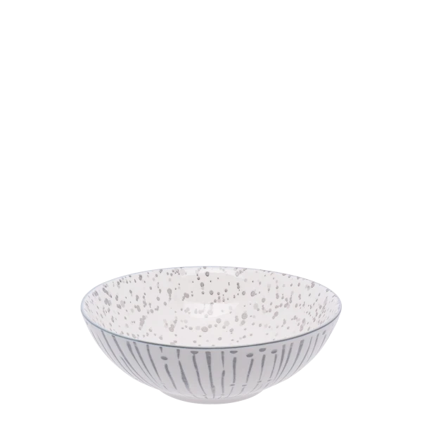 Cereal Bowl 17.5 cm, Inside speckled — BASIC white Lines light grey
