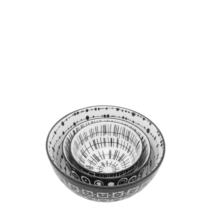 Cereal Bowl Set 3pc — BASIC Dots Black Lunasol