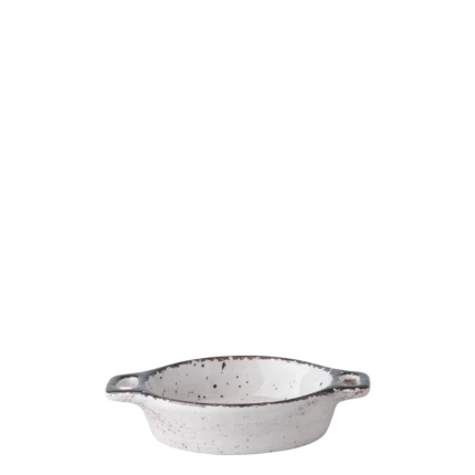 Bowl oval with handles 7,9 x 7 cm H: 2,3 cm — Gaya Atelier light grey speckled
