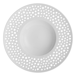 Gourmet tanier hlboký 30 cm - FLOW Perforovaný biely