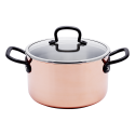 Hrnec ø 20 cm H: 12 cm, 3.7l, se skleněnou poklicí - Sirius GAYA měděný Triply Inox s profi rukojetí