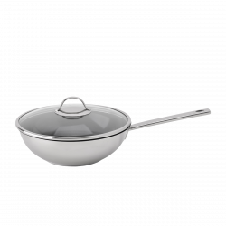 Wok Ø 28 cm with glass lid with caramic coating - Orion Inox with CNS-Profi handles