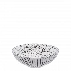 Cereal Bowl 17.5 cm, Inside speckled - BASIC white Lines black