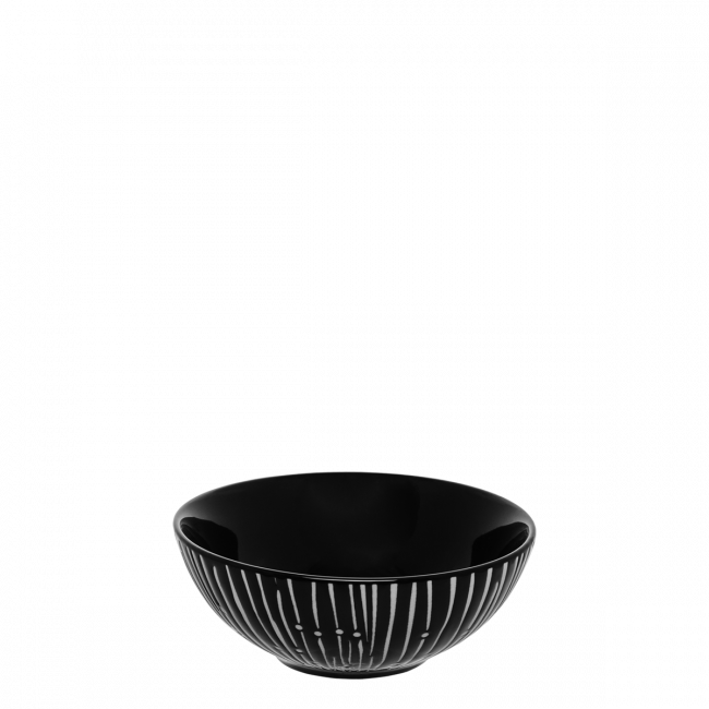 Cereal Bowl 14 cm - BASIC black Lines light grey