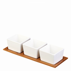 Bowl square with Bambus-Tablett Set 4pcs - BASIC Bamboo Lunasol