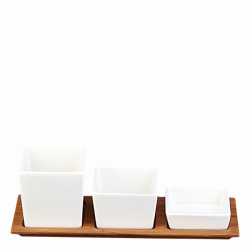 Bowl square with bambus tray Set 4-pcs. - BASIC Bamboo Lunasol