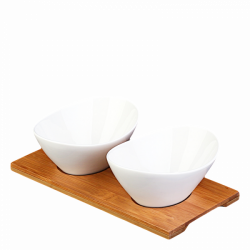 Bowl oval mit Bambus-Tablett Set 3-tlg - BASIC Bamboo Lunasol