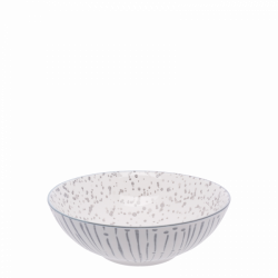 Cereal Bowl 17.5 cm, Inside speckled - BASIC white Lines light grey