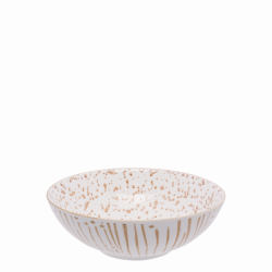 Miska na cereálie 17.5 cm, vnútro bodkované - BASIC biely so champagne pruhmi