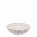 Miska na cereálie 17.5 cm, vnútro bodkované - BASIC biely so champagne pruhmi