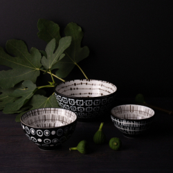 Müsli miska Set 3 ks - BASIC Dots černý Lunasol