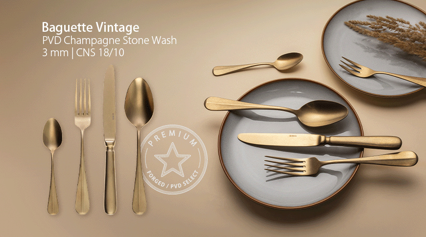 Baguette Vintage PVD Champagne Stone Wash